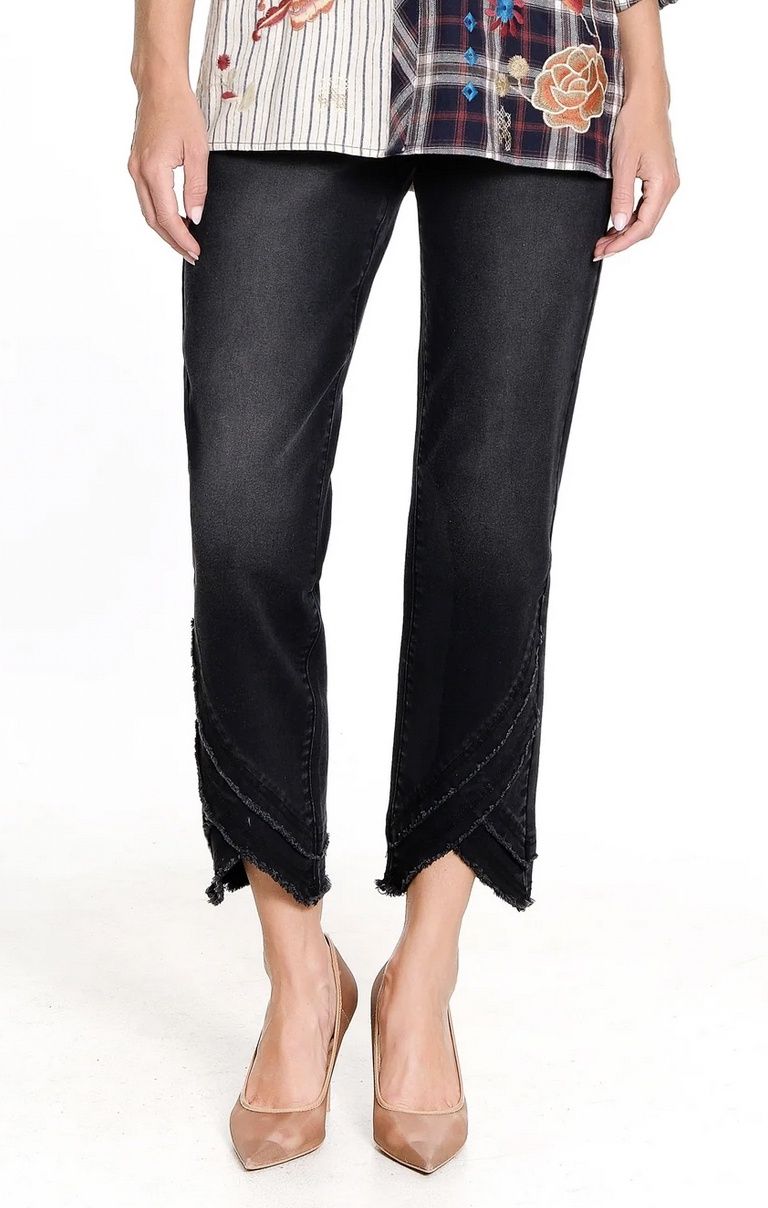 Frayed Hem Black Pants