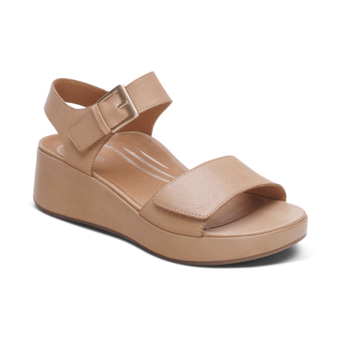 Ariel Adjustable Quarter Strap Wedge in Sand
