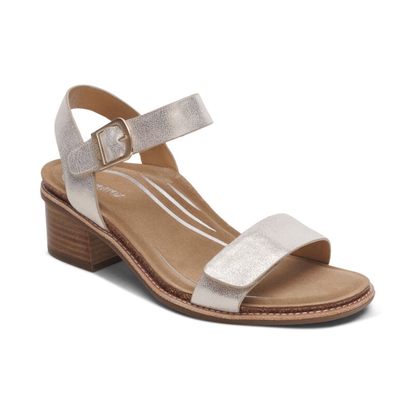 Mae Adjustable Quarter Strap Heel in Champagne