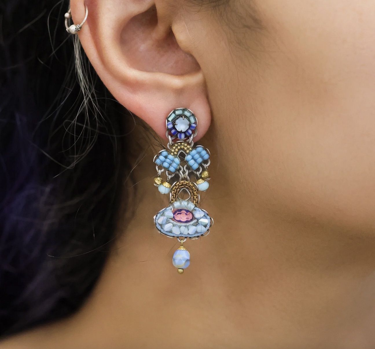 Falcon Dainty Earrings Blue Bird