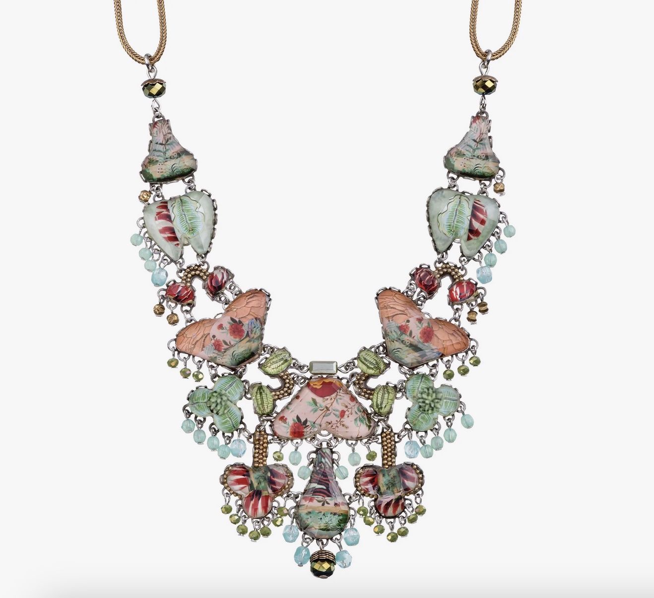Heather Big Glassy Necklace Flower Garden