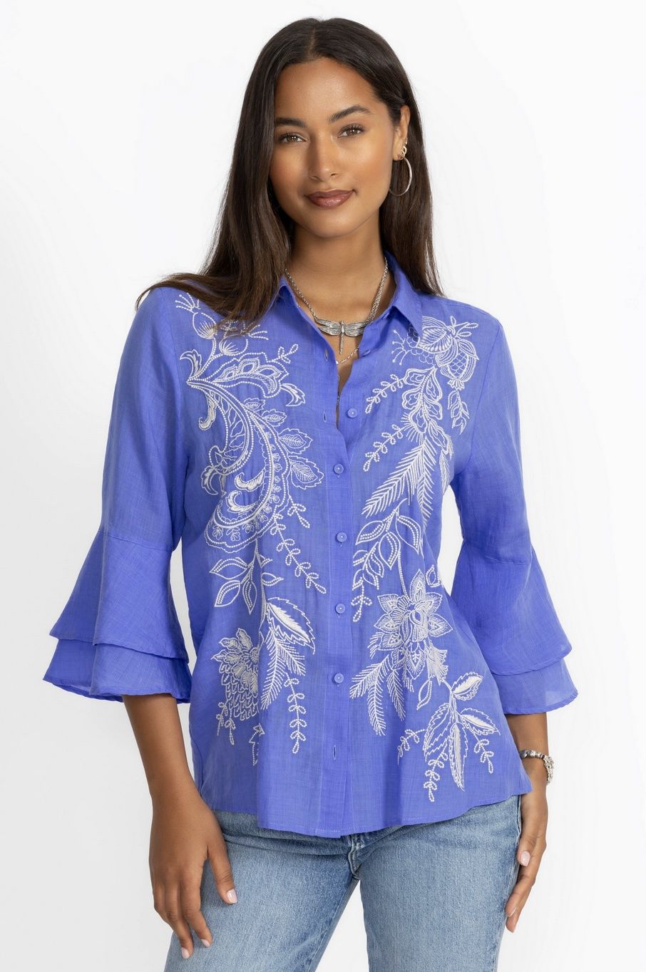 Roberta 3/4 Flounce Sleeve Shirt