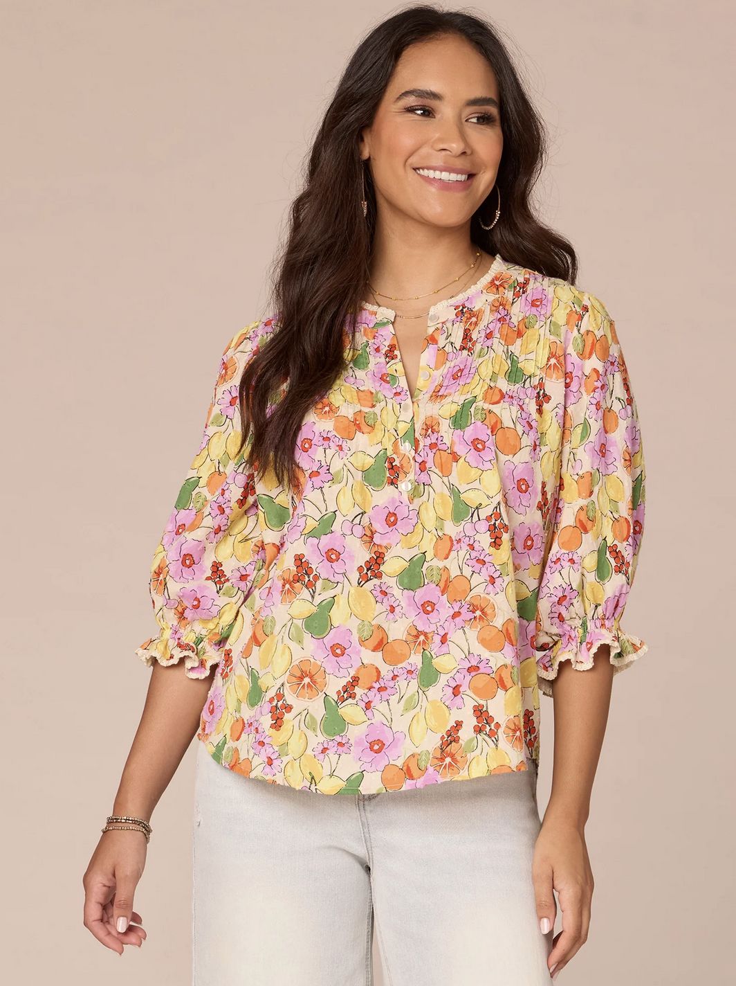 Vibrant Floral &amp; Fruit Top