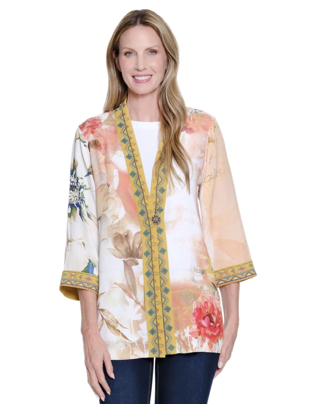 Del Mar Beaded Floral Kimono