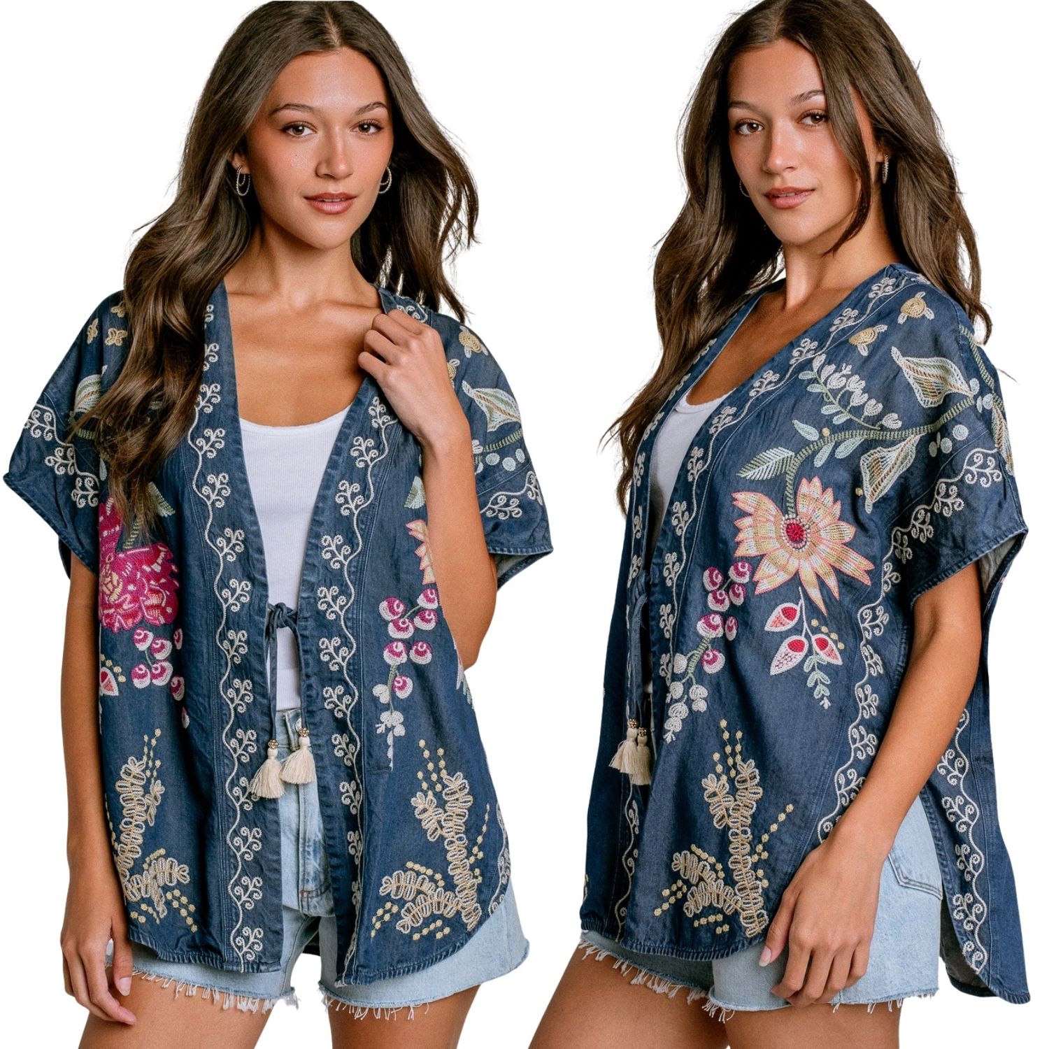 Sarai Denim Poncho Kimono