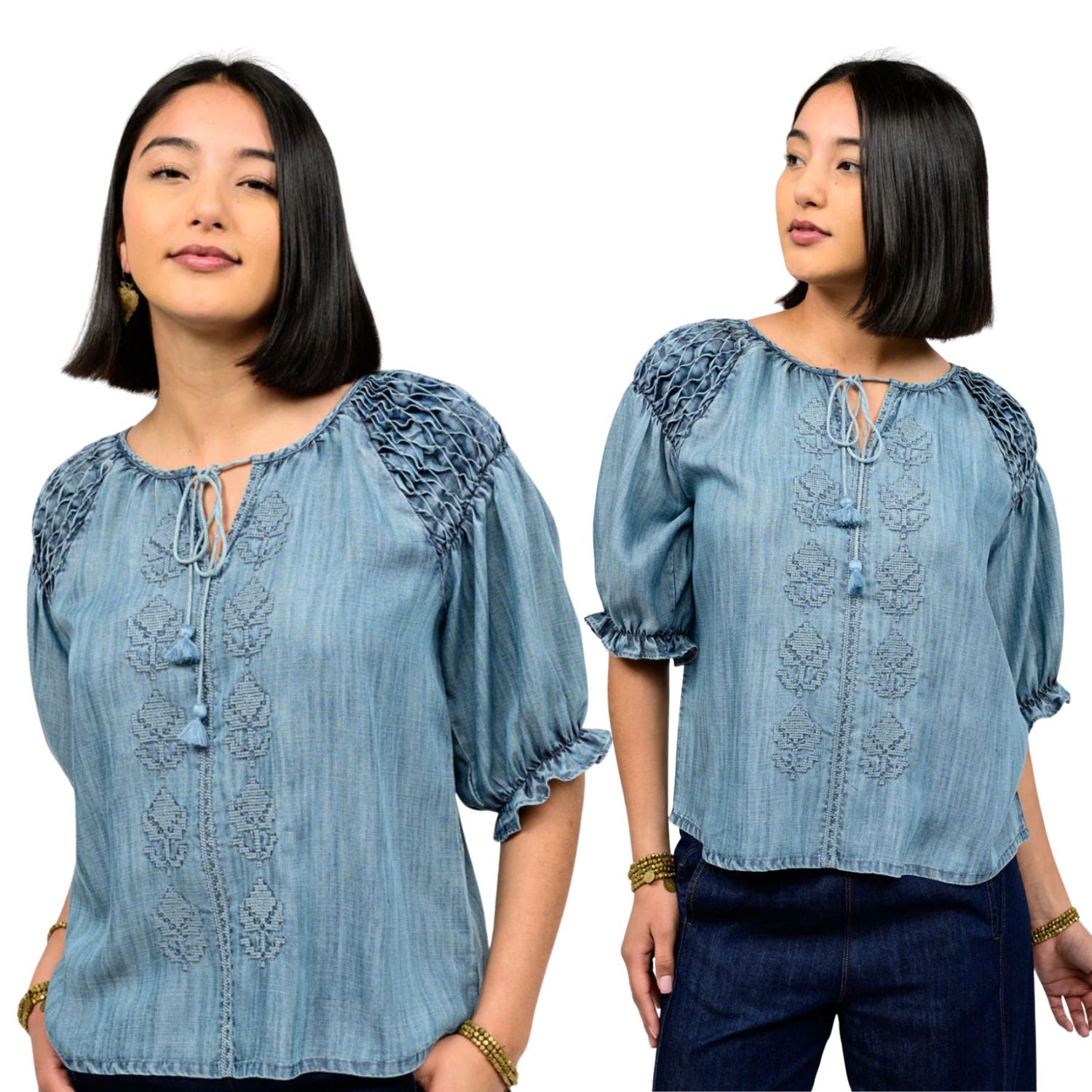 Smocked Sleeve Top