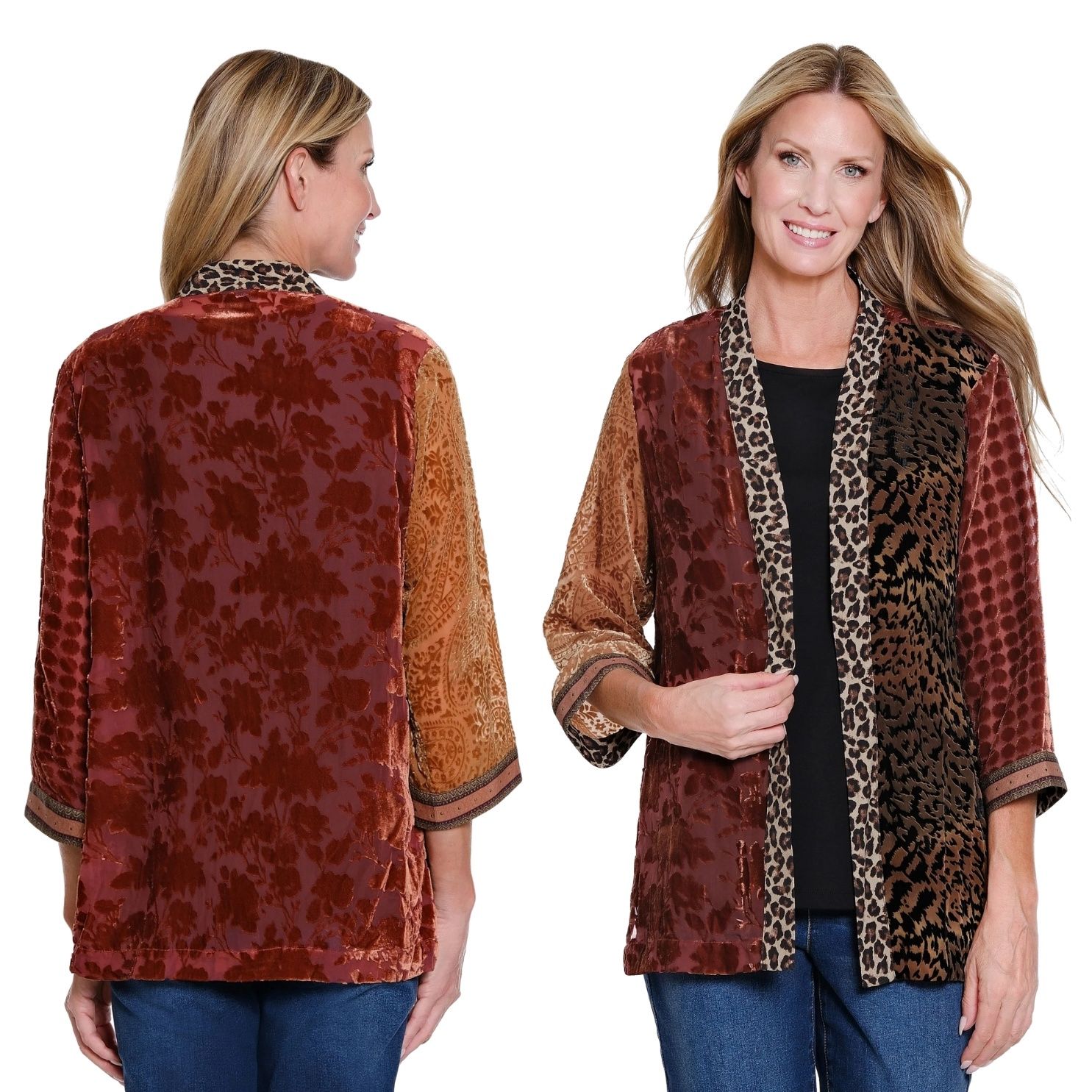 Burnout Kimono W/ Rhinestone Detail