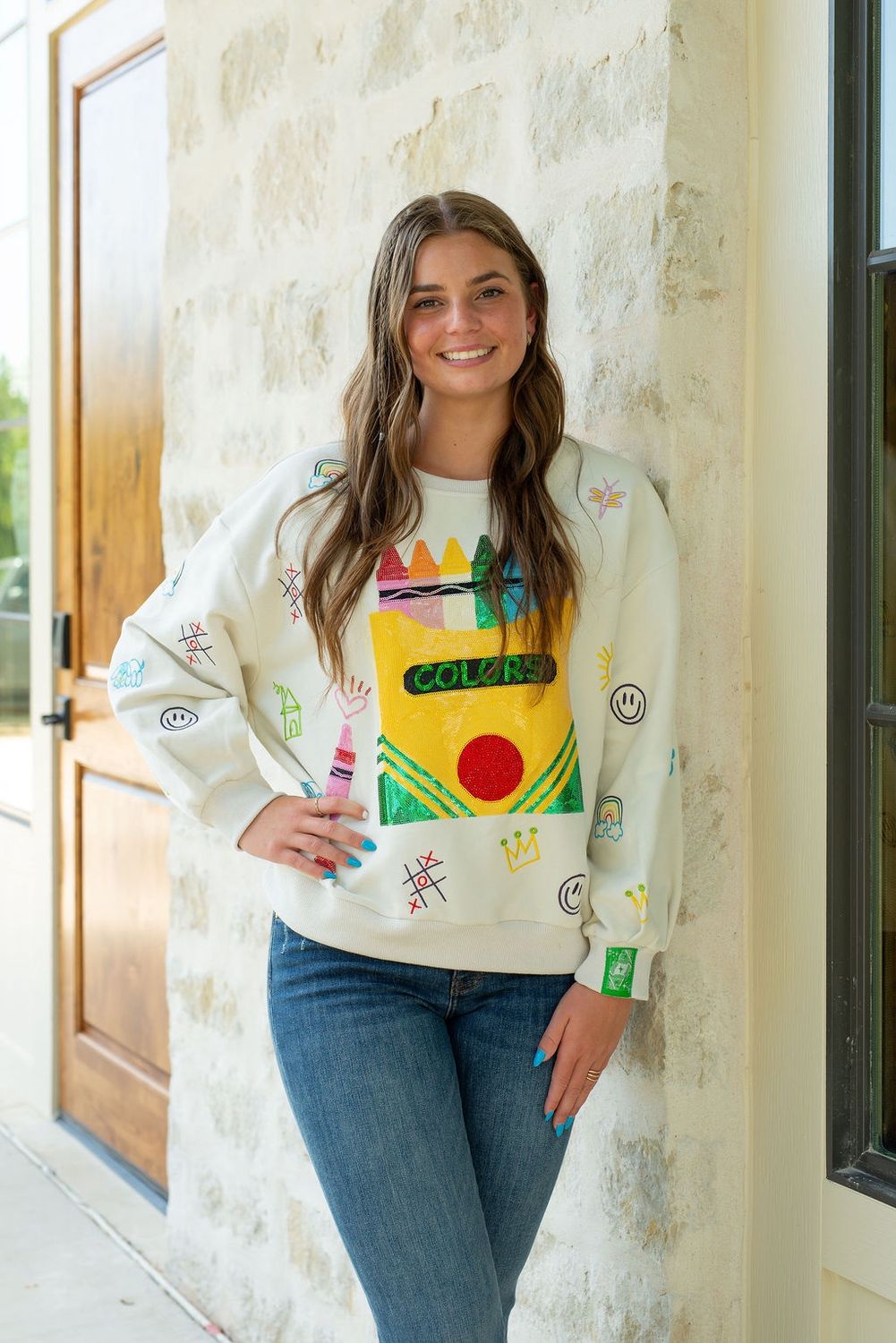 Beige Multi Crayon &amp; Doodle Sweatshirt