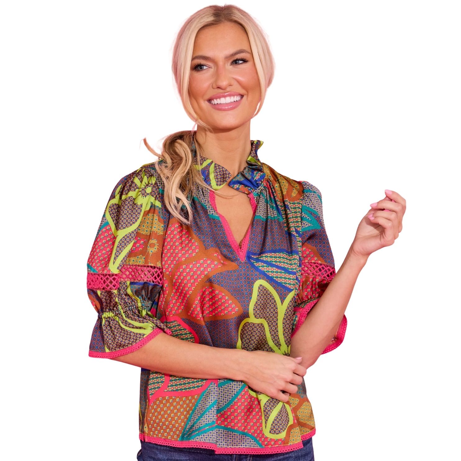 Lottie Top in Geo Floral