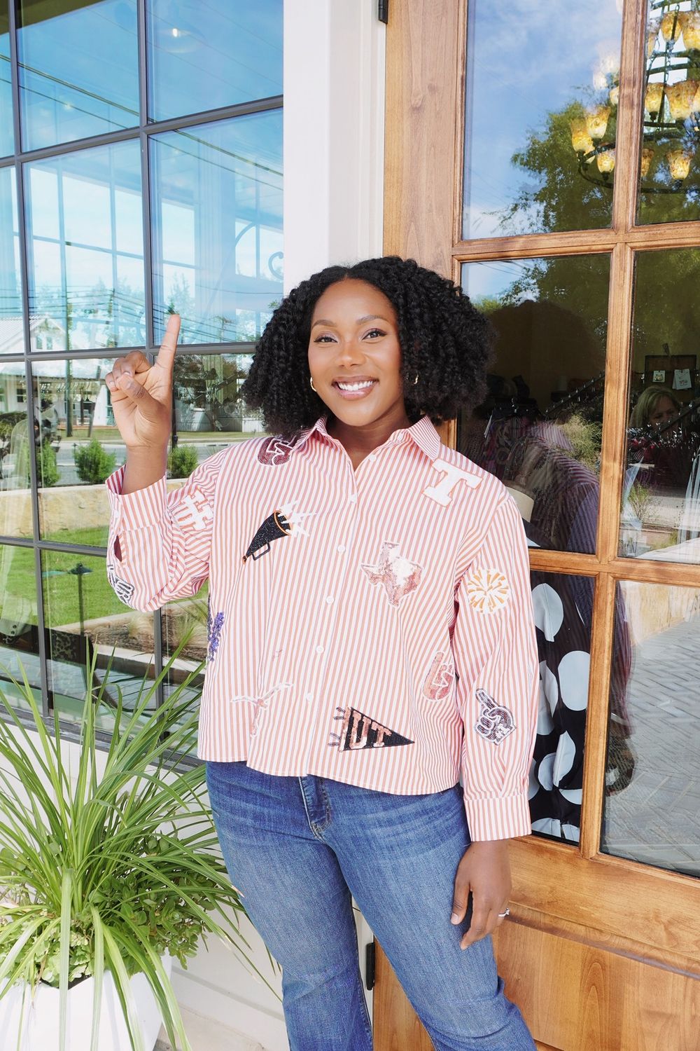 Texas Mini Icon Striped Button Down