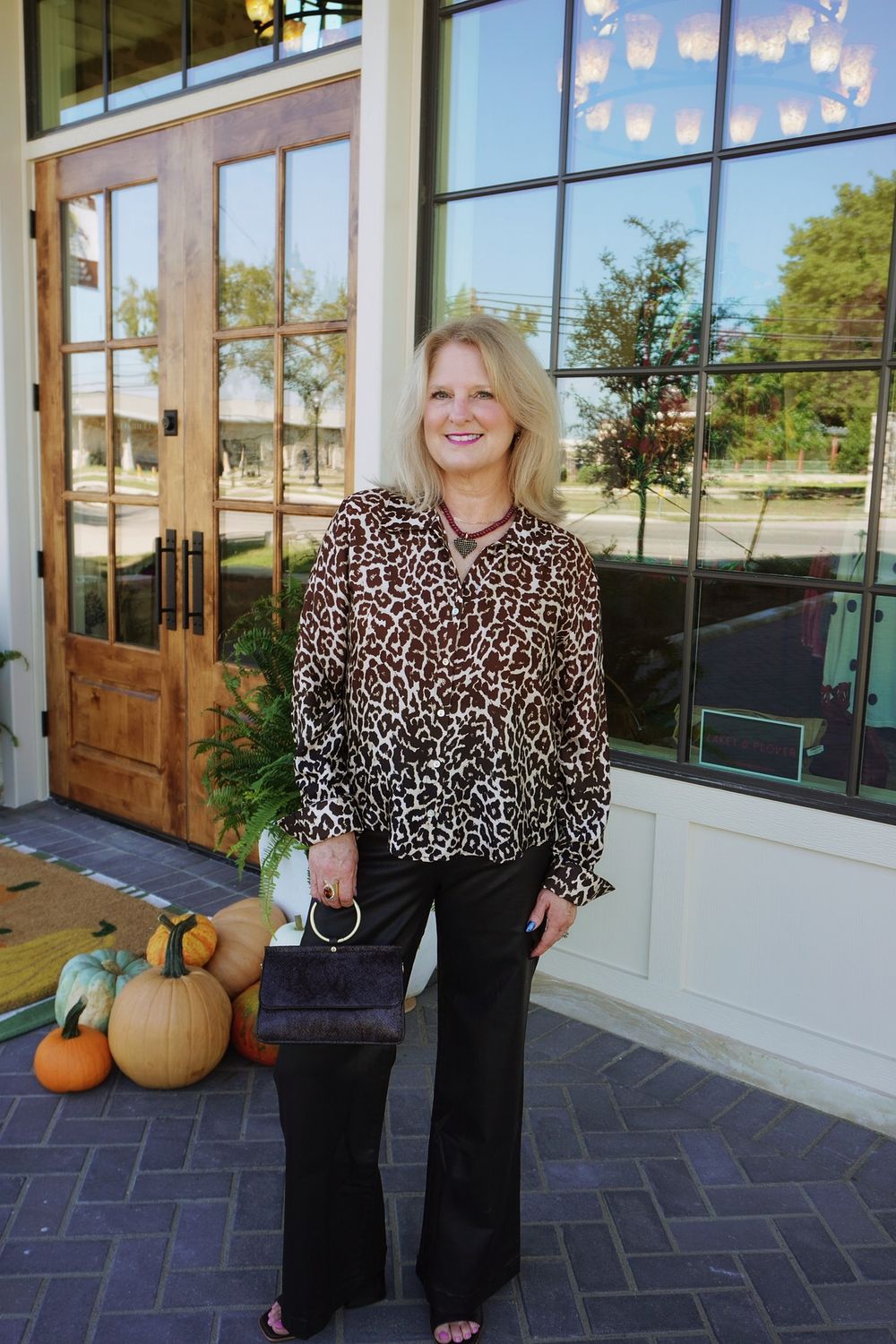 Leopard Flowy Button Down Blouse
