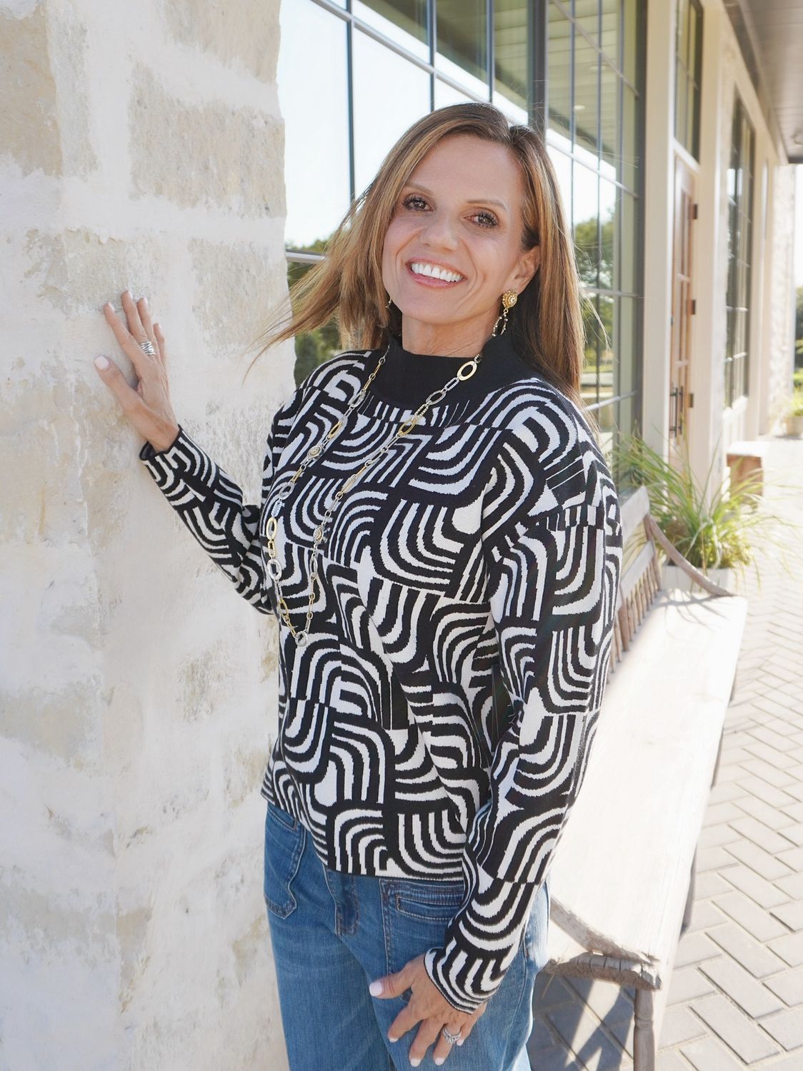 Interlocking Jacquard Pattern Sweater