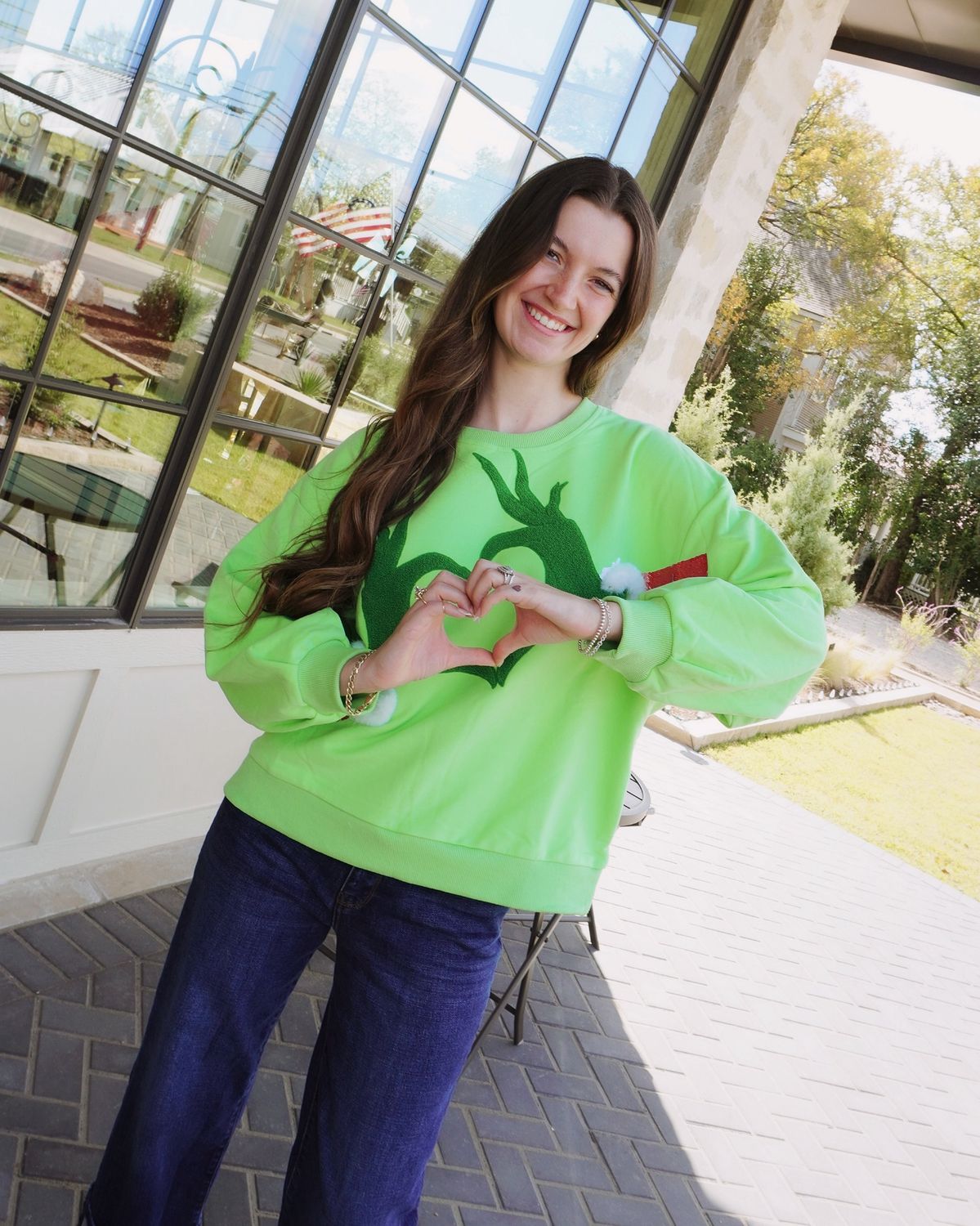 Green Grinch Heart Hands Sweatshirt