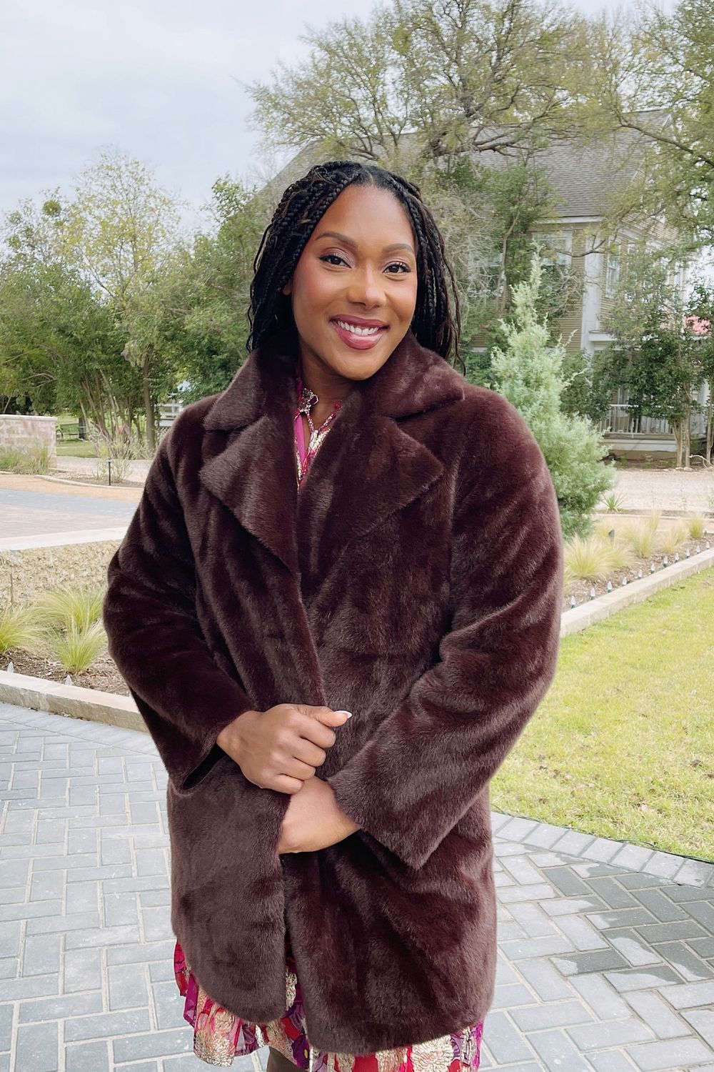 Faux Fur &amp; Suede Coat