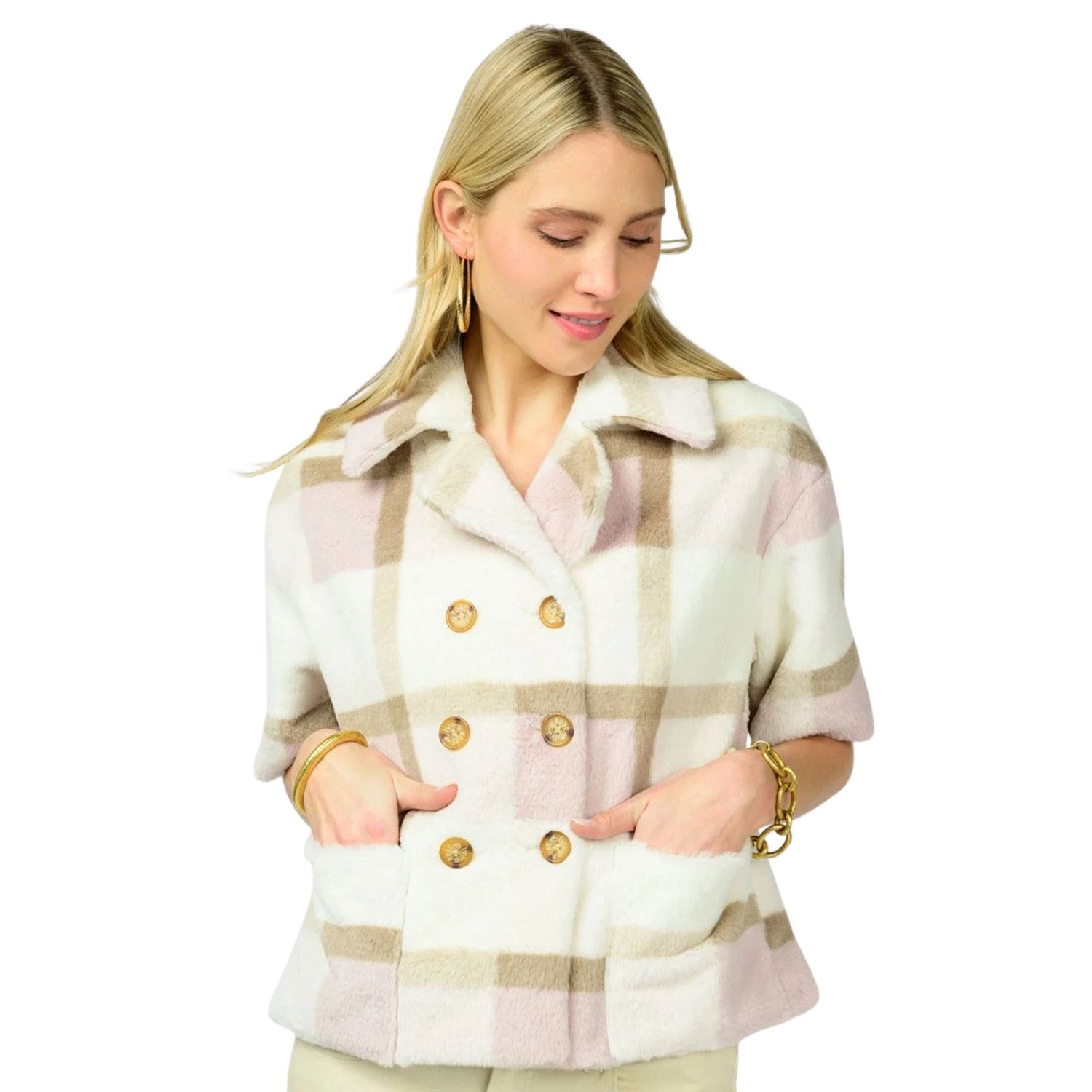 Double Button Fur Top