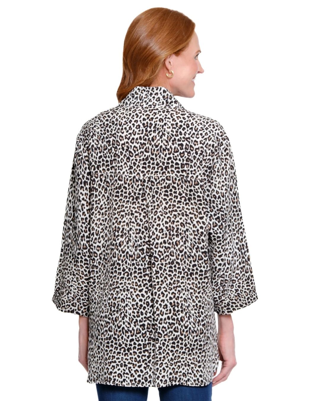 Leopard Print Camp Shirt with Wire Collar