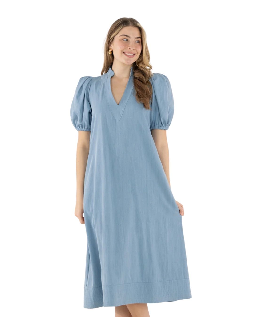 Hampton Dress in Denim Chambray