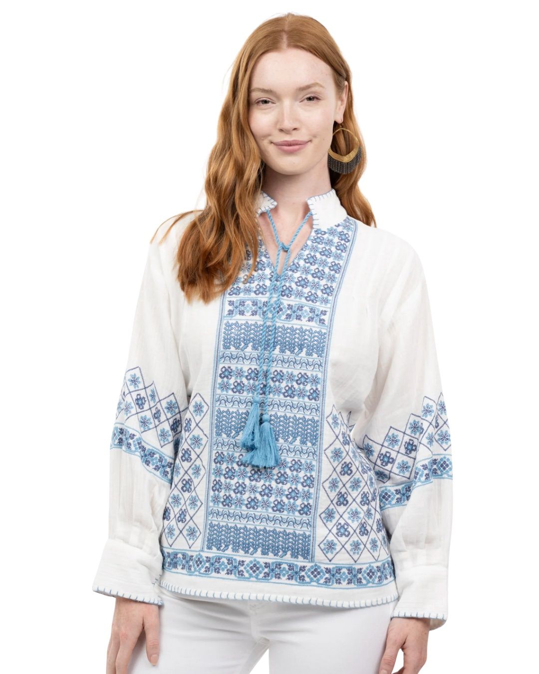 Gauze Cross Stitch Top