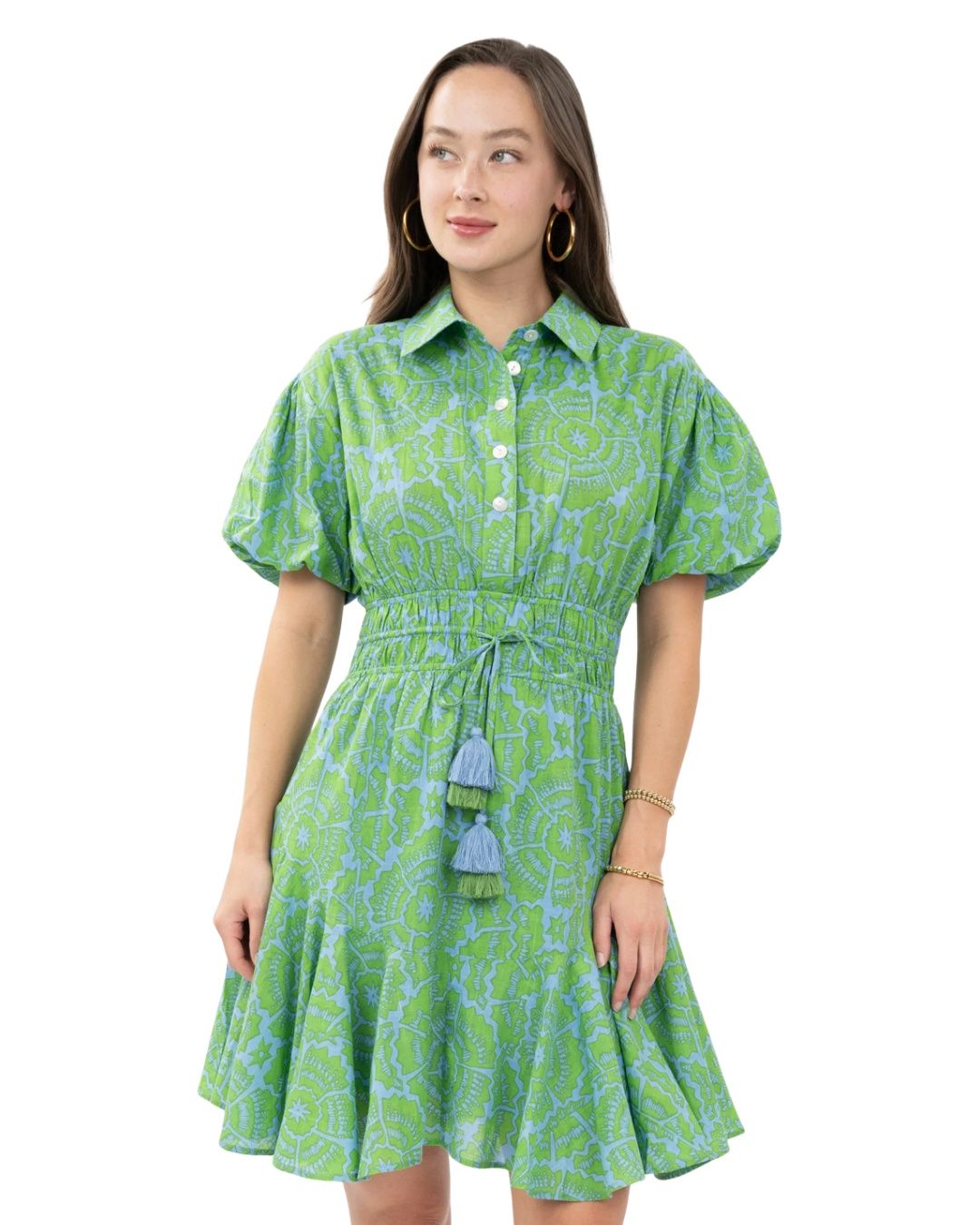 Flounced Shirt Dress