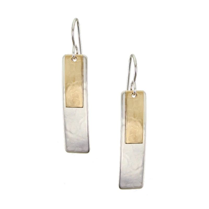 Medium Layered Rectangles Wire Earrings