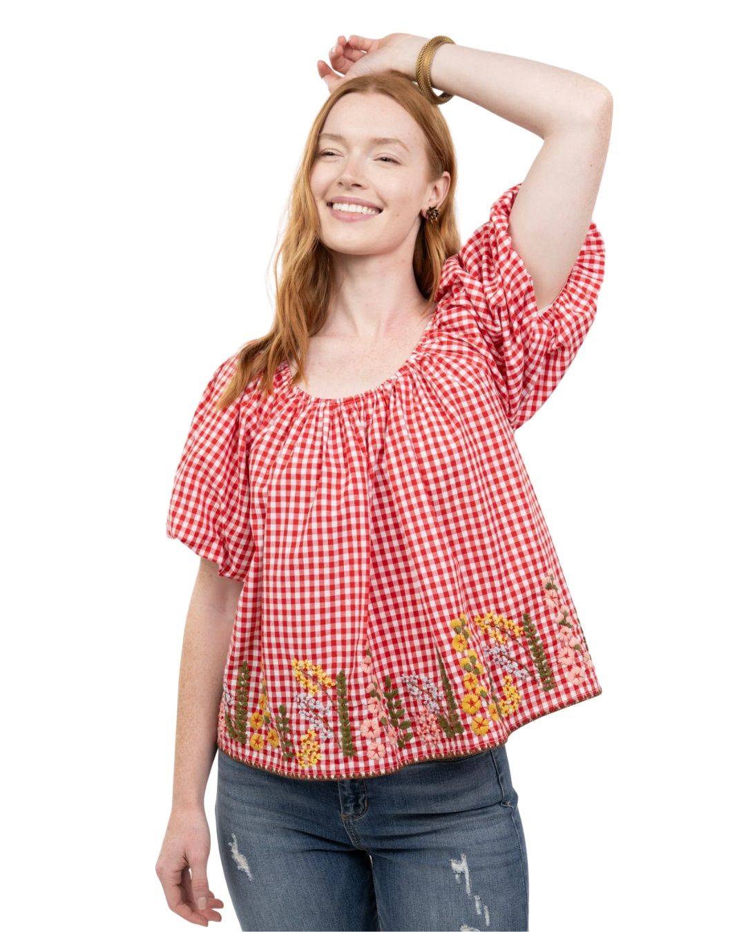 Gingham &amp; Flowers Top