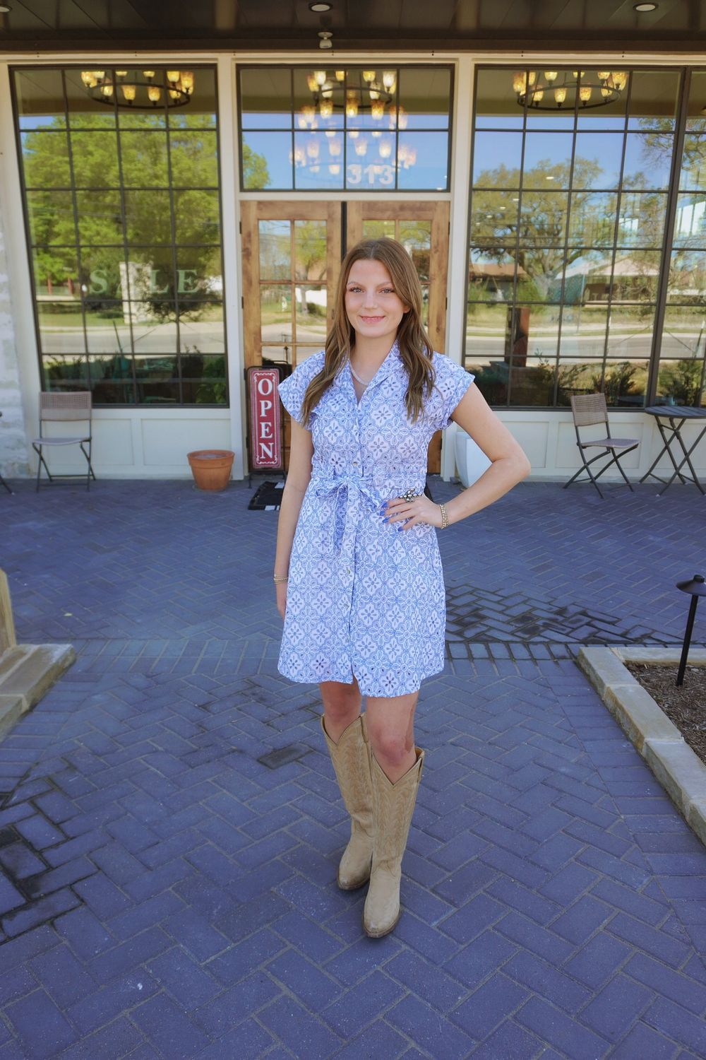 White Short Sleeve Tailored Collar Dress