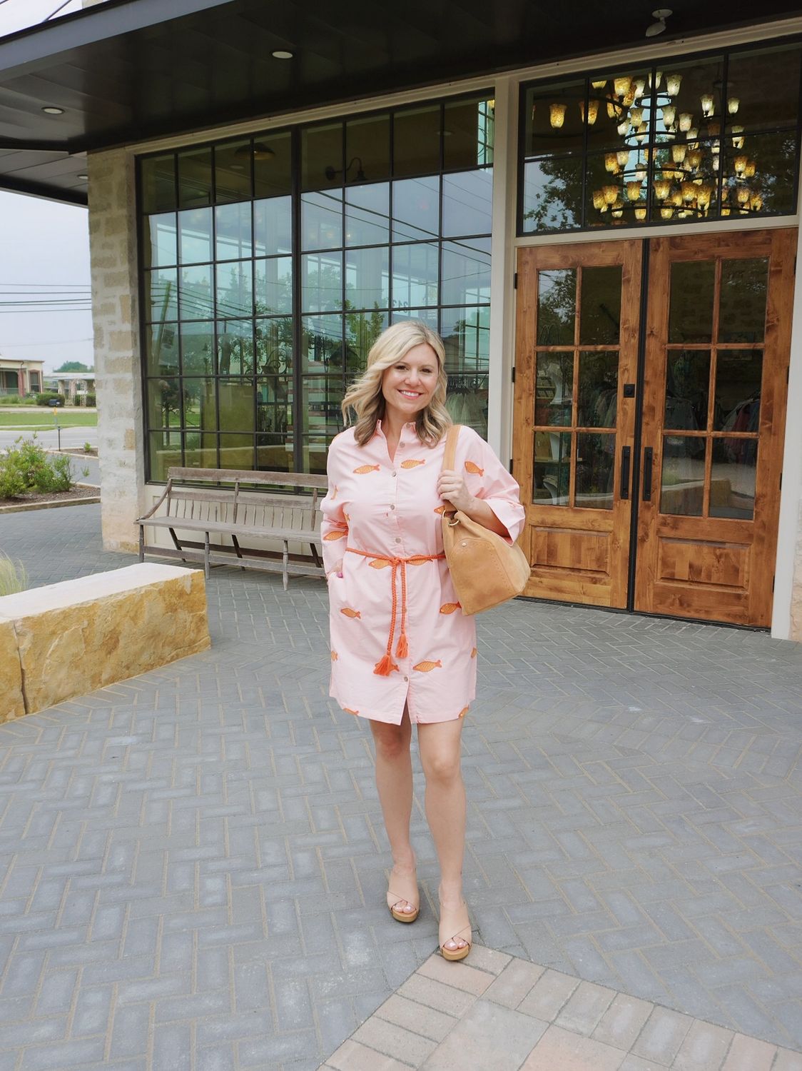 Embroidered Fish Shirt Dress