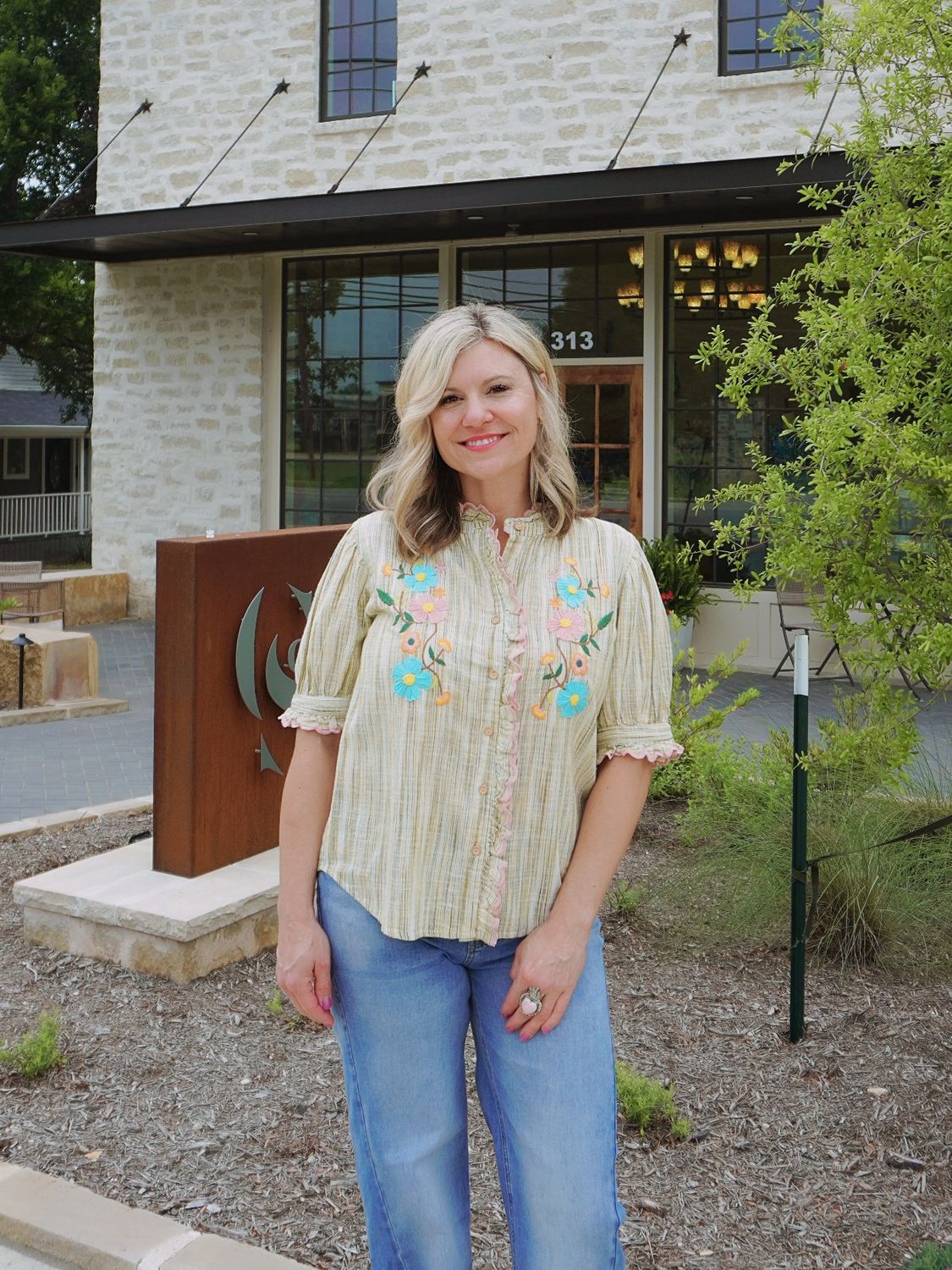 Ribbon Embroidered Blouse