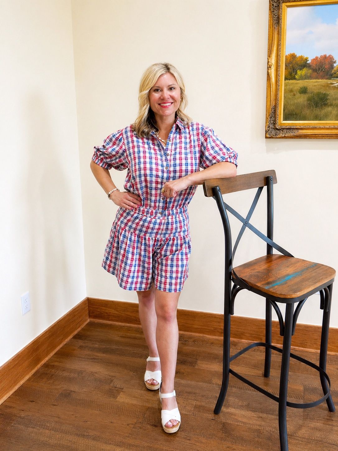 Red, White &amp; Blue Plaid Skort