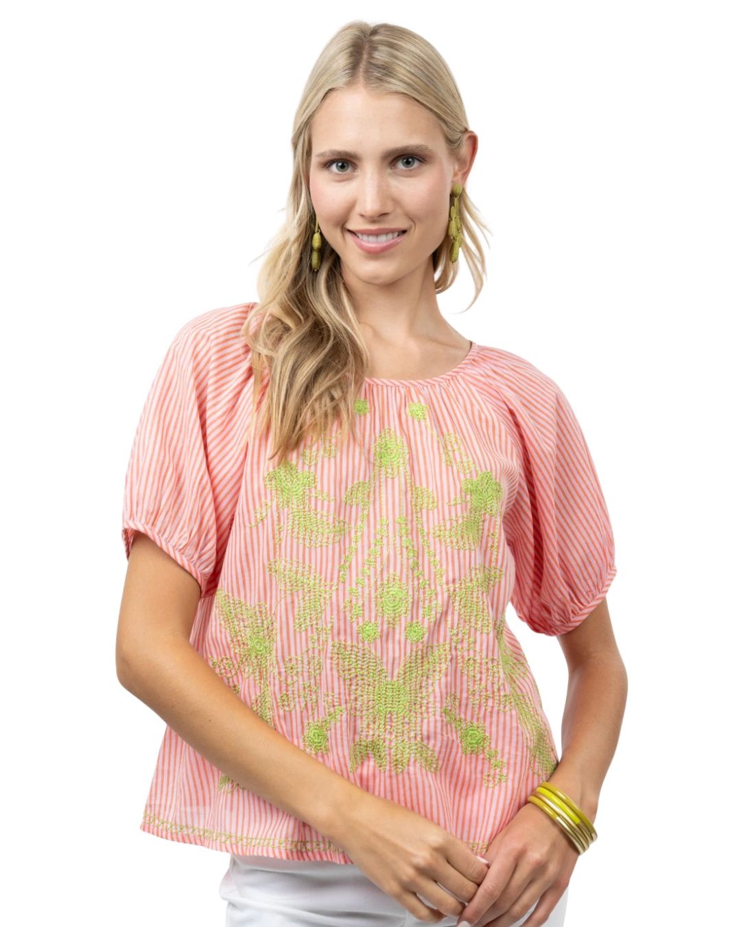 Stripe Embroidered Top