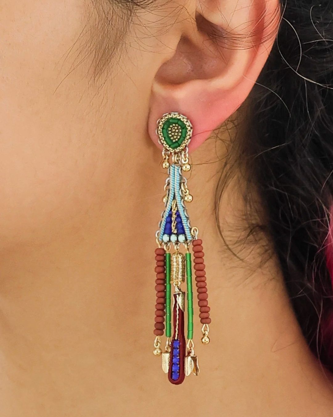 Long Boho Beaded Onida Earrings