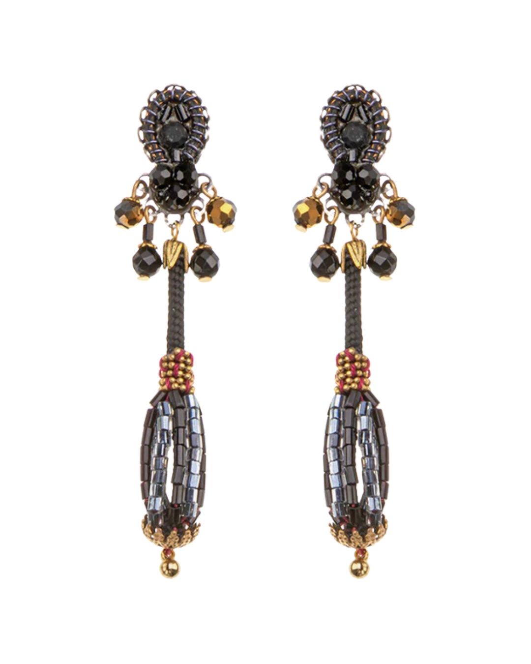 Long Beaded Koa Earrings