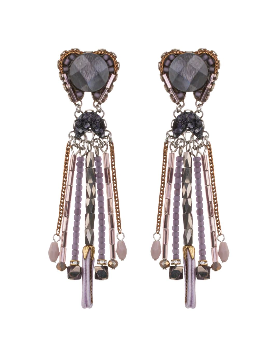 Purple Long Beaded Purpar Earrings