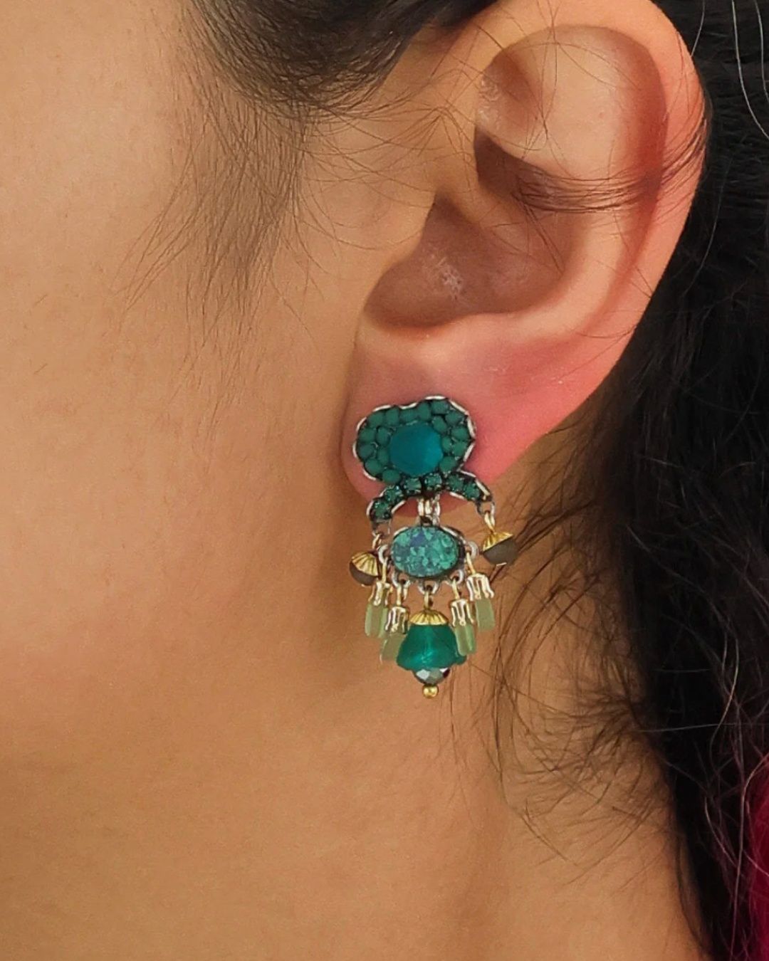 Green Beaded Lugh Earrings