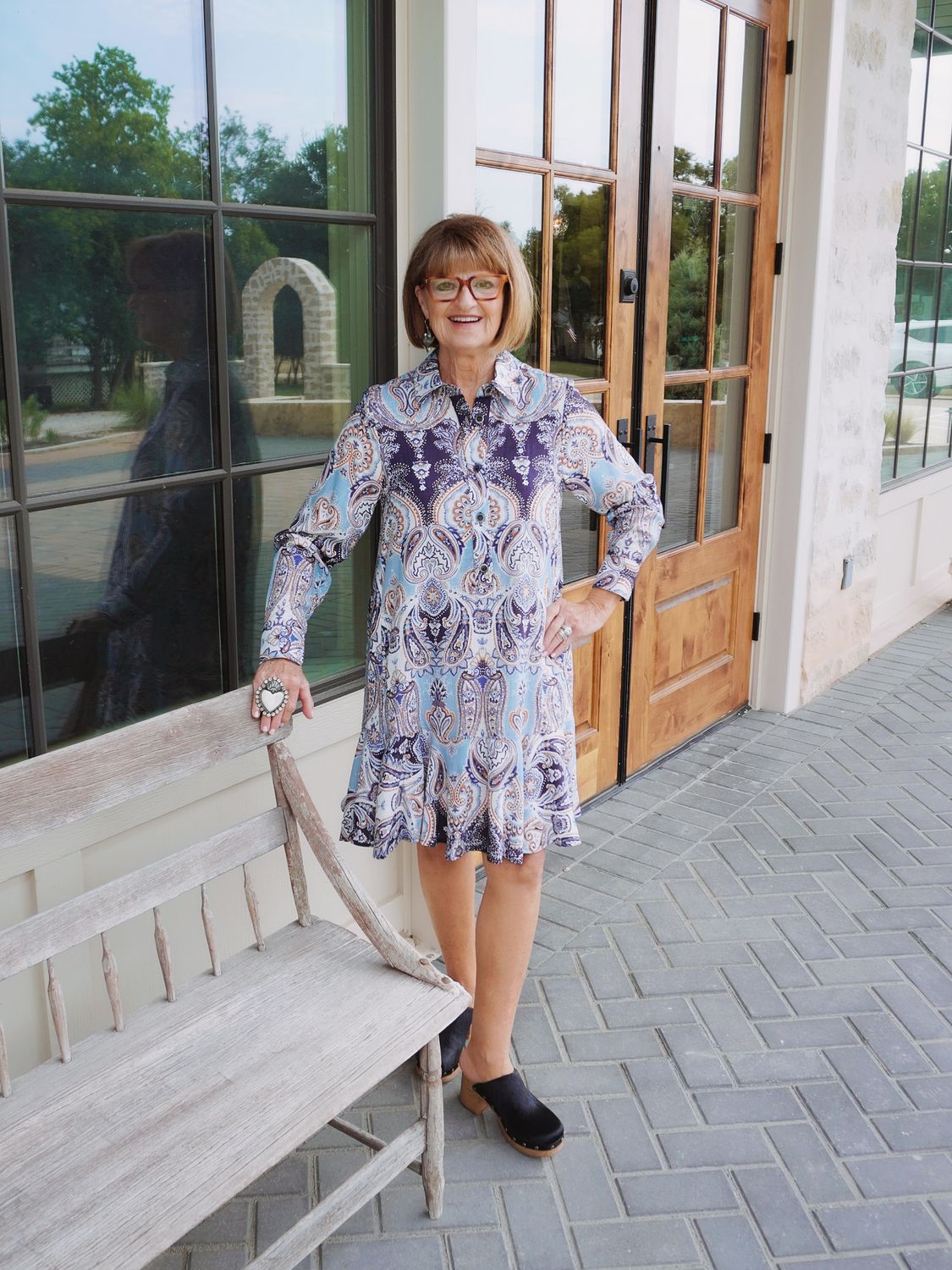 Paisley Flouce Shirt Dress