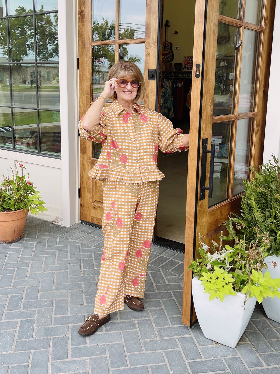 Barrel Pant - Brown Gingham