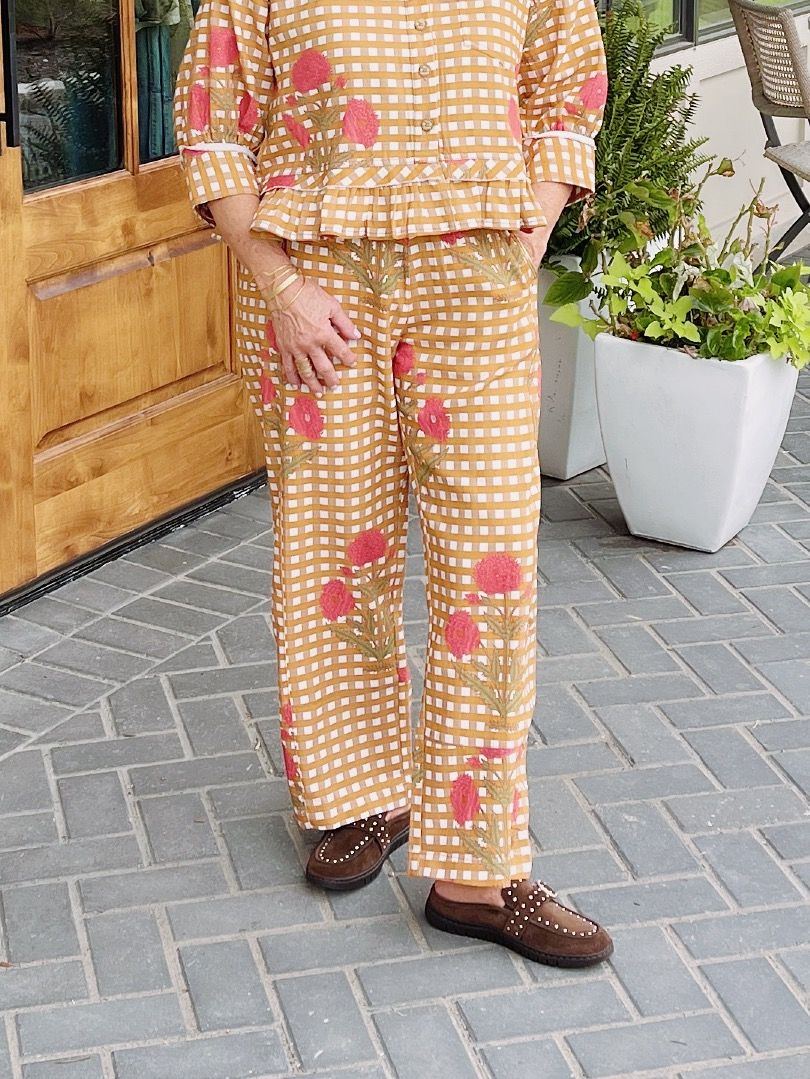 Barrel Pant - Brown Gingham