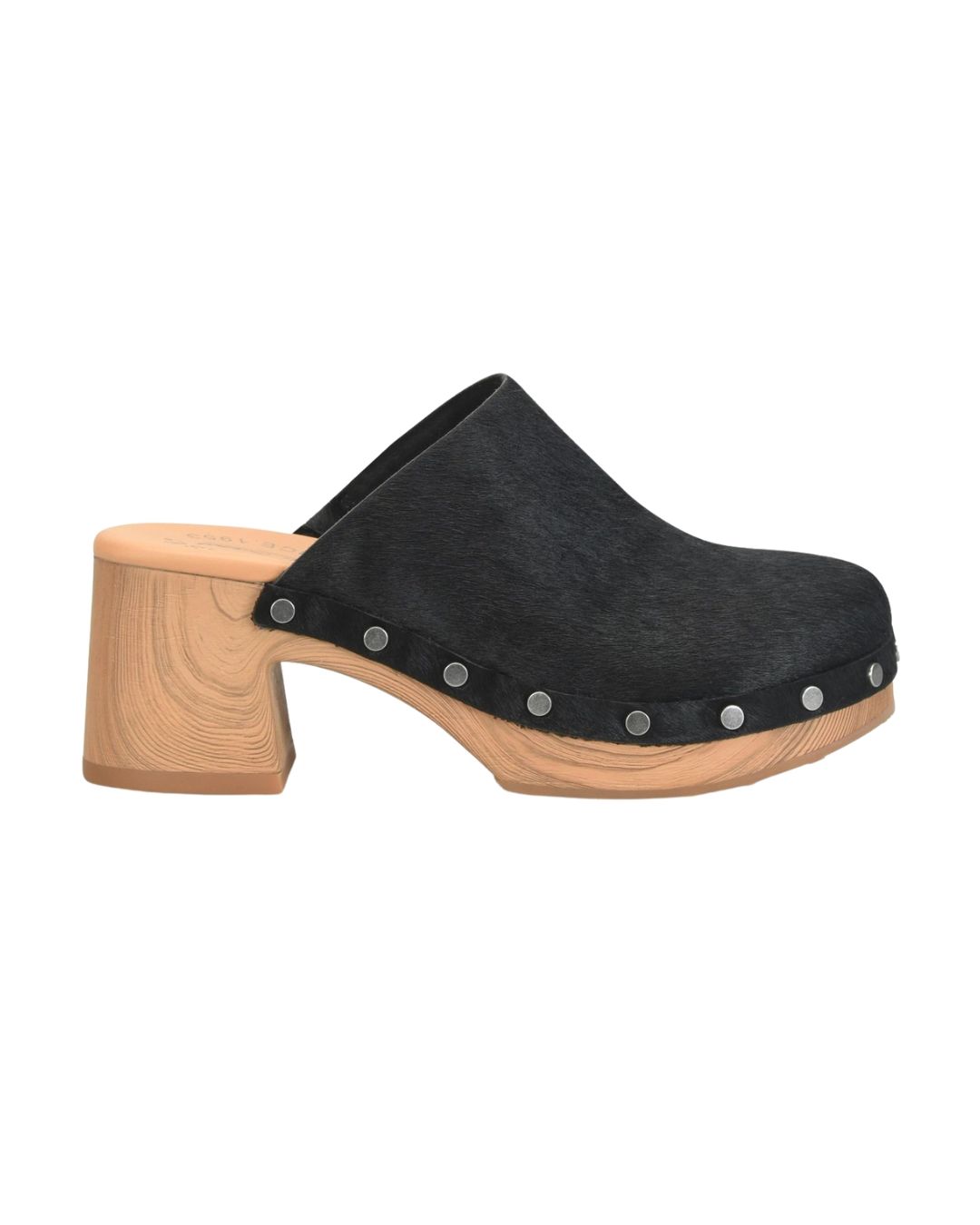 Talisa Black Calf Hair Clog