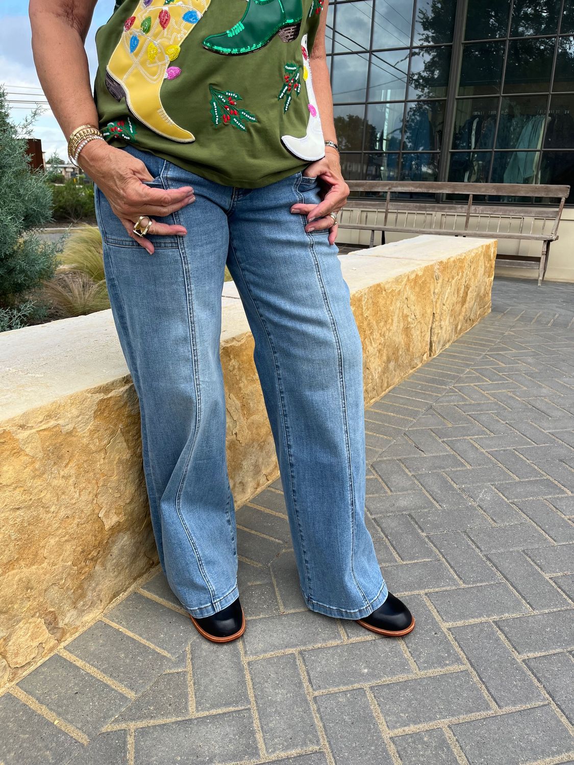 Jean High Rise Wide Leg Front Seam