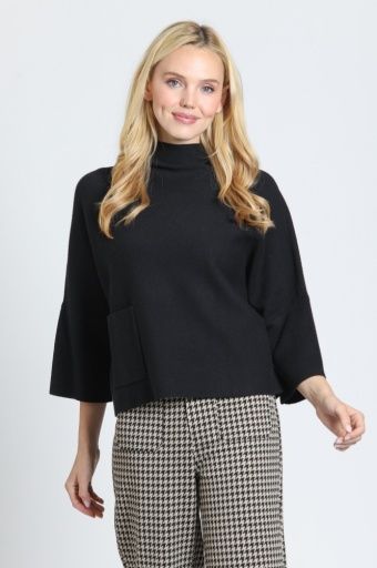 Funnel Neck Sweater, Colour: BLACK, Size: XS