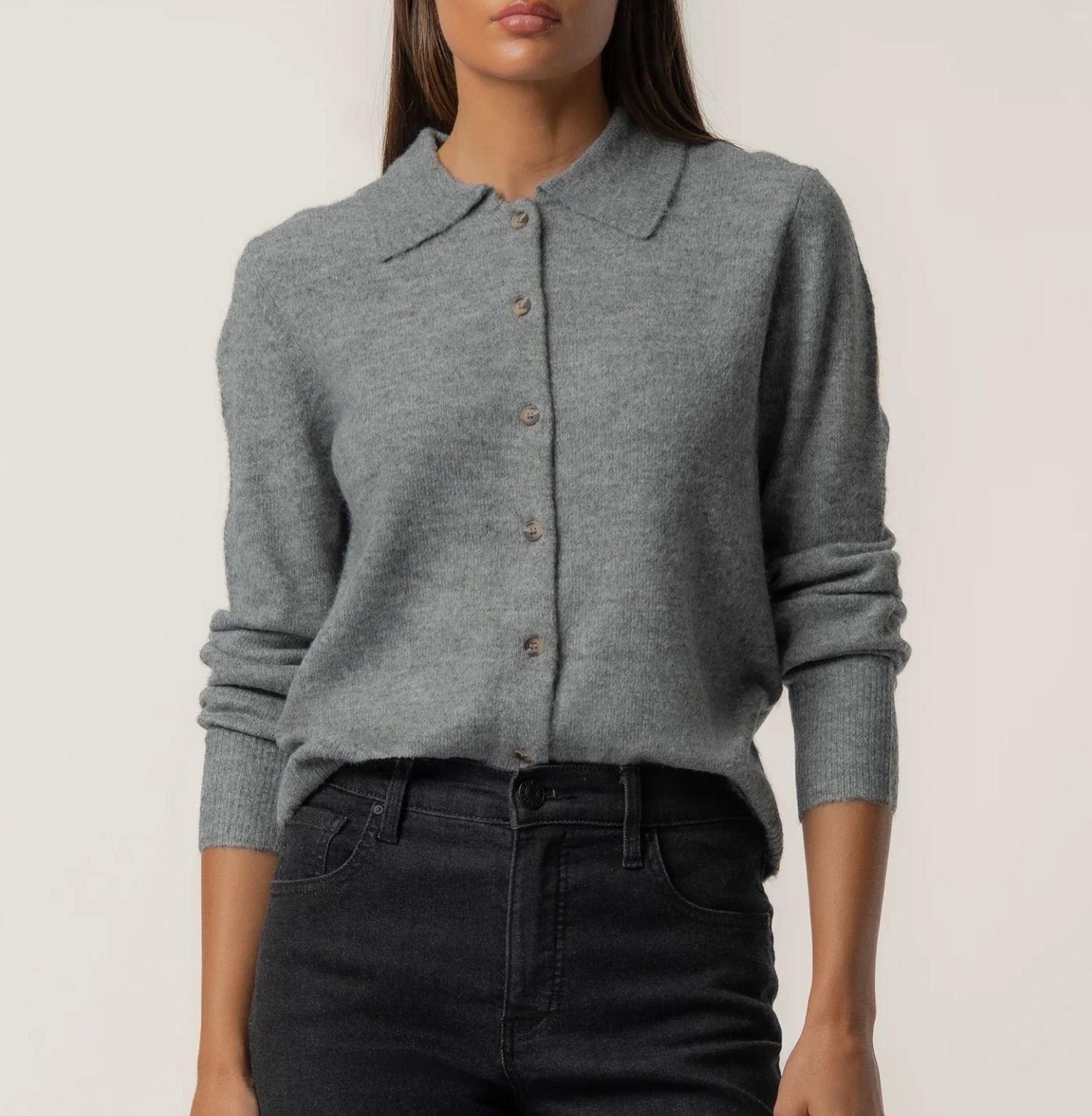 Serafina Button Sweater Grey