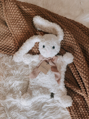 Cozy Knit Fur Bunny Lovey - Cream