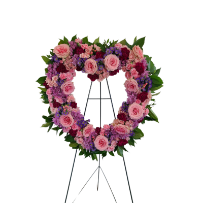 Pink and Purple Heart Floral Wreath