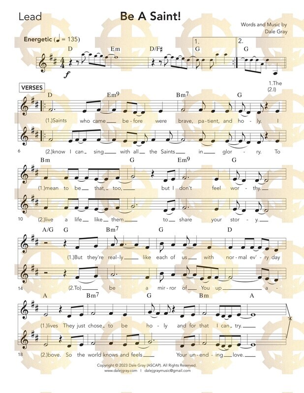 Be A Saint! - Lead Sheet and Piano