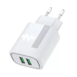 Chargeur secteur Double USB CONNECT 3.4A BLANC