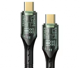Cable Type-C / Type-C (USB-C) - Tressé - 120W - led bleu - 1m Mayline