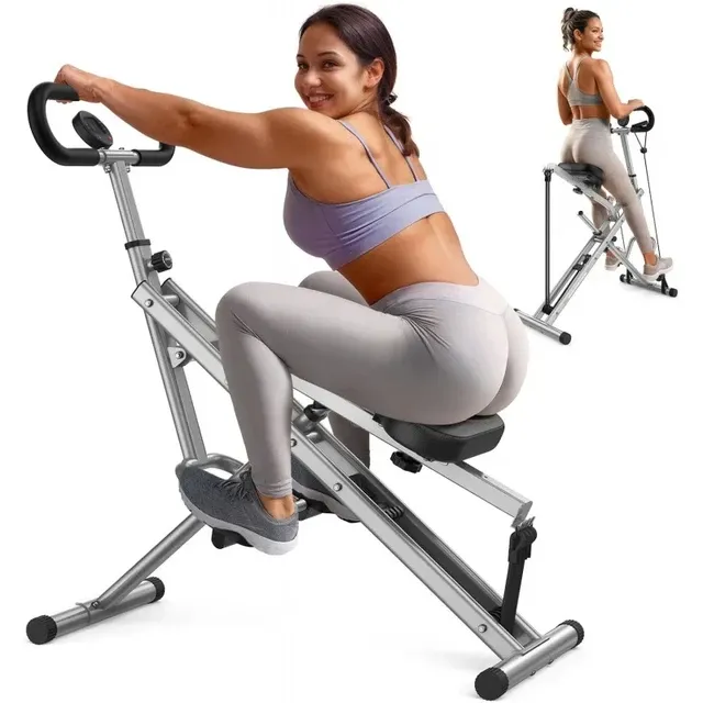 Pink Squat Machine for Home,Rodeo Core Exercise Machine,330lbs Foldable,Adjustable 4 Resistance Bands,Ride &amp; Rowing Machine