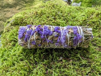 4" White Sage & Purple Sinuata Smudge Stick