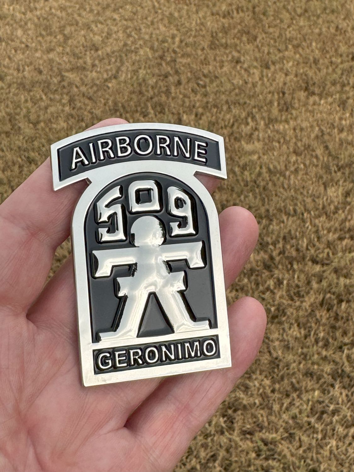 509th Geronimo Metal Auto Badge