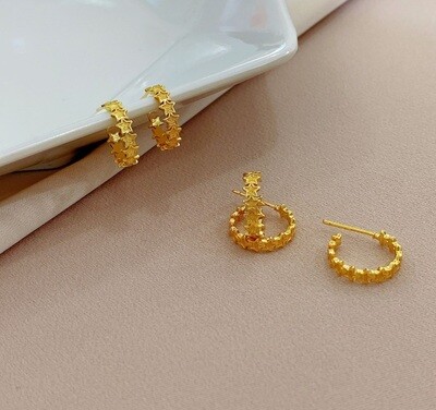 ARGOLLAS  acero puro, con baño oro 18 kL